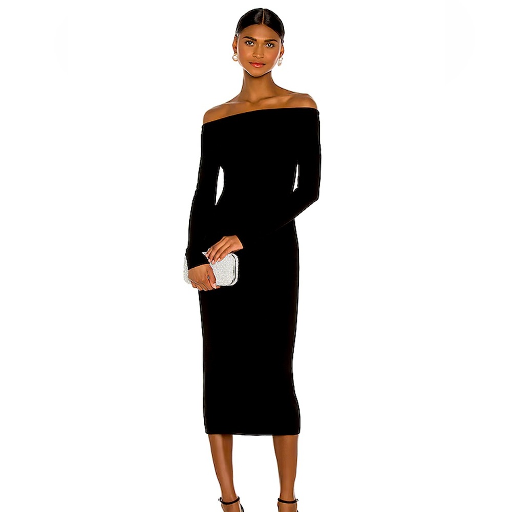 NWOT‼️REVOLVE - BARDOT Off Shoulder Knit Dress in Black (Size M)